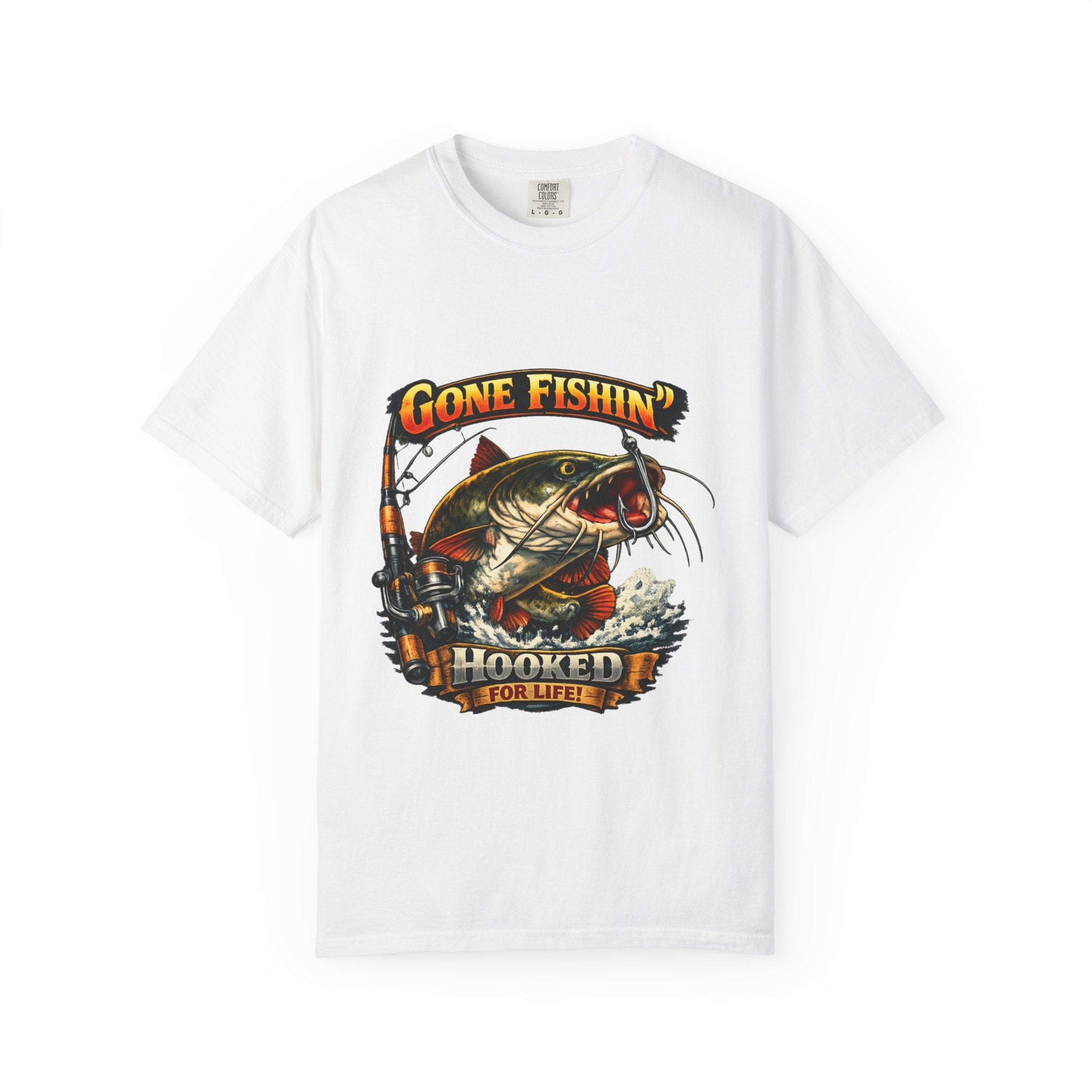 Gone Fishin' Bass Illustration T-Shirt | Hooked For Life Fishing Graphic