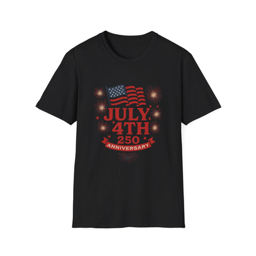 July 4th 250th Anniversary T-Shirt – Patriotic American Flag Fireworks Tee