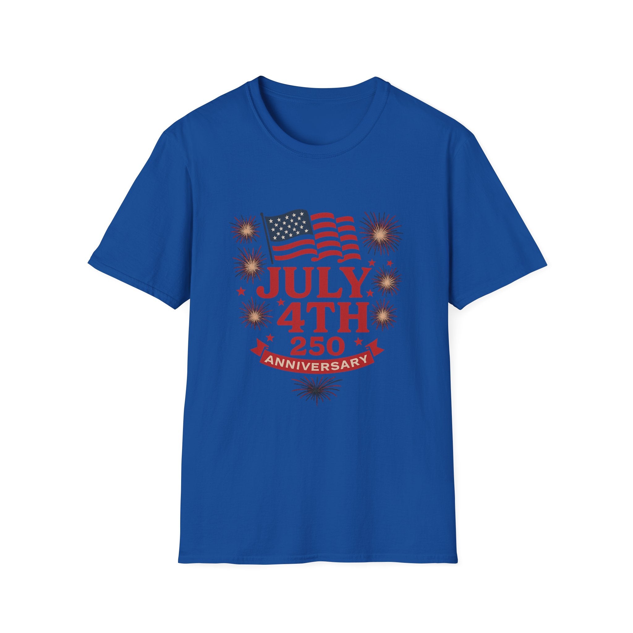 July 4th 250th Anniversary T-Shirt – Patriotic American Flag Fireworks Tee