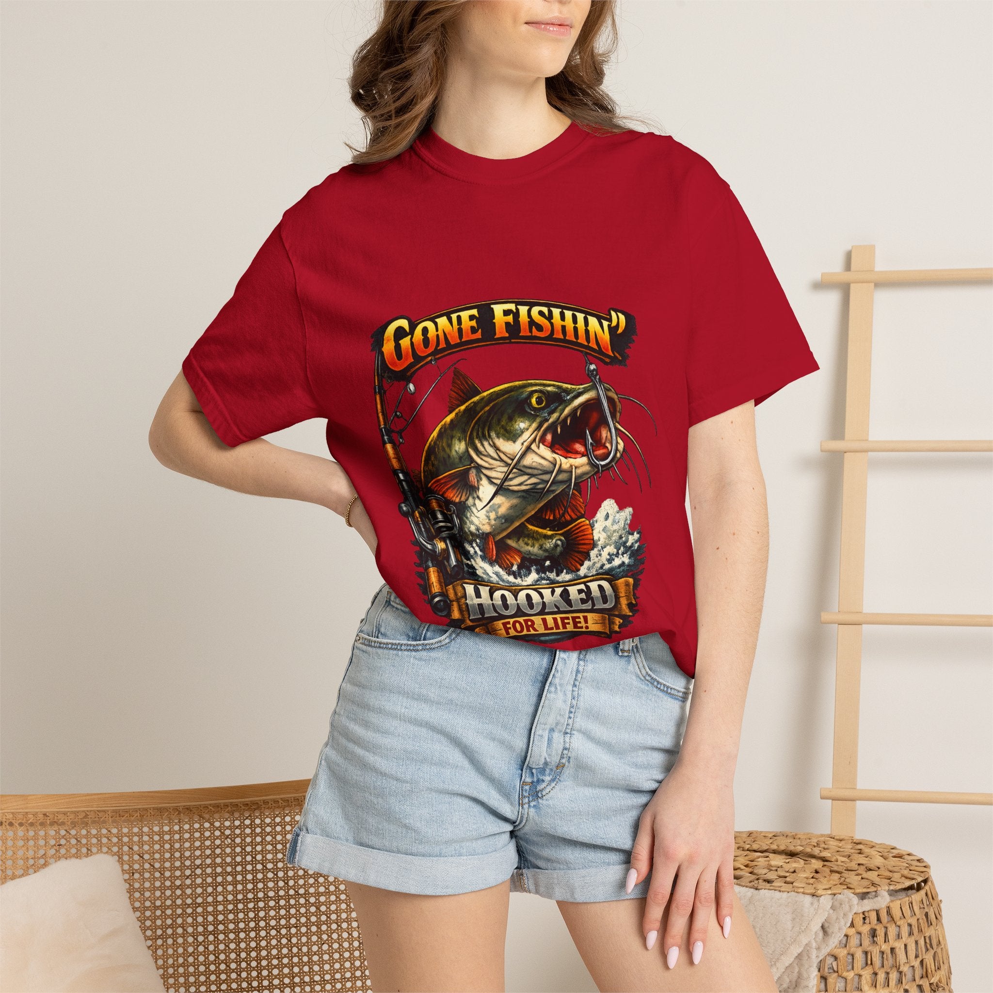 Gone Fishin' Bass Illustration T-Shirt | Hooked For Life Fishing Graphic