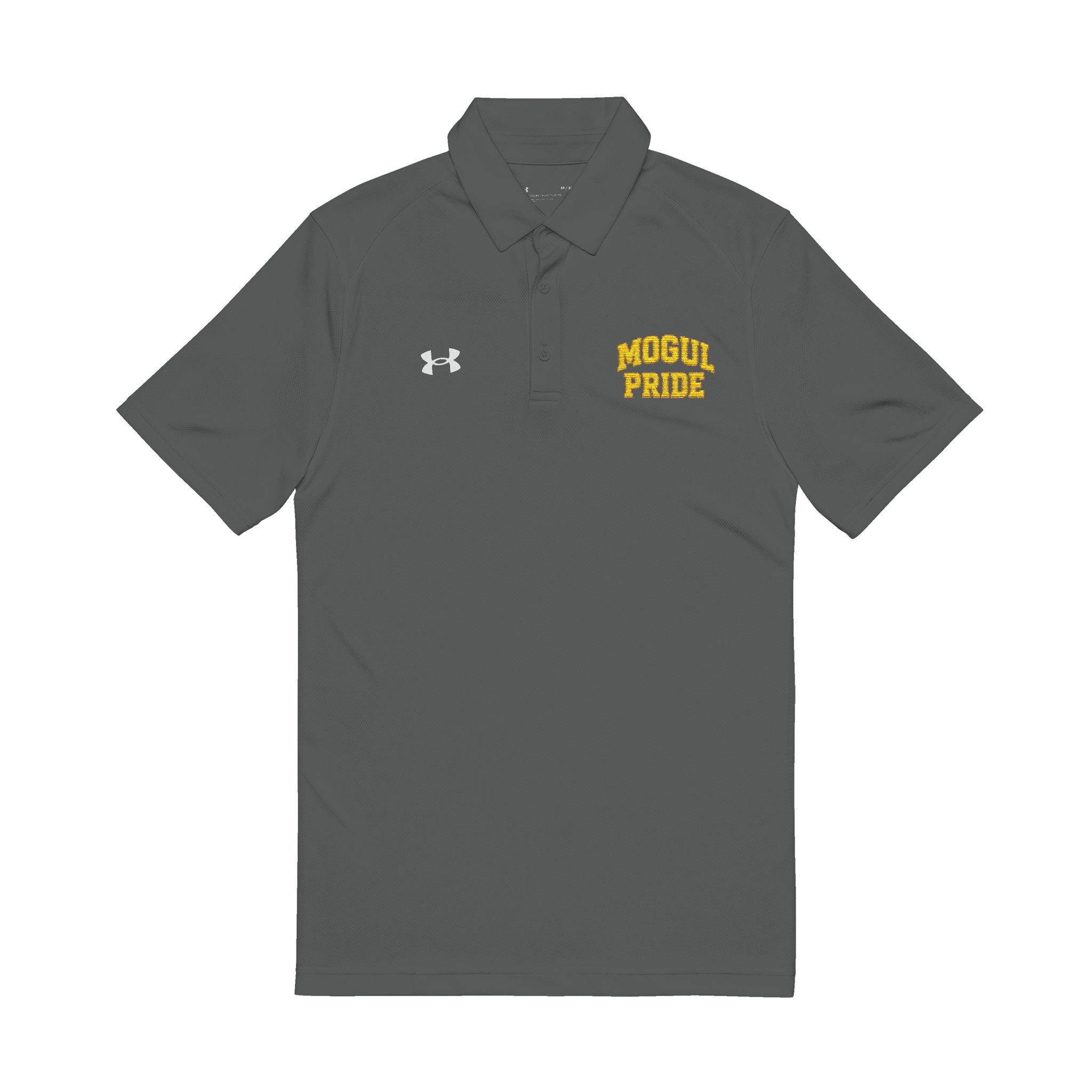 Embroidered White Polo Shirt — Yellow 'Winners Pride' Chest Logo