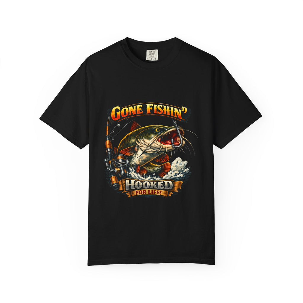 Gone Fishin' Bass Illustration T-Shirt | Hooked For Life Fishing Graphic