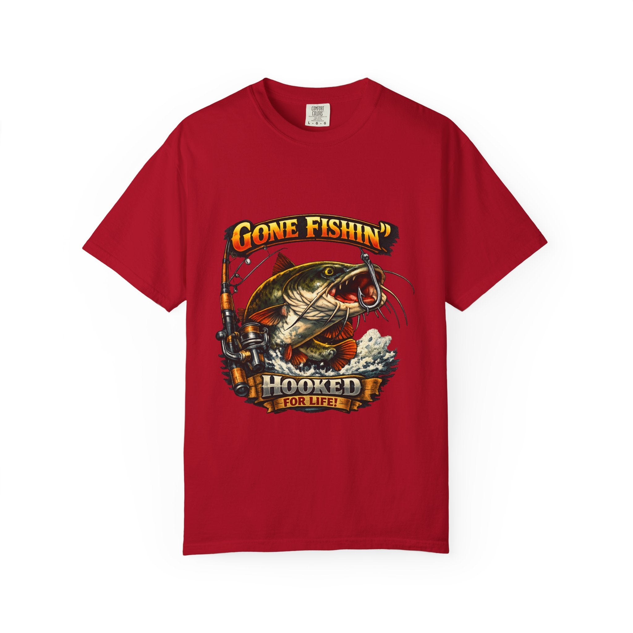 Gone Fishin' Bass Illustration T-Shirt | Hooked For Life Fishing Graphic
