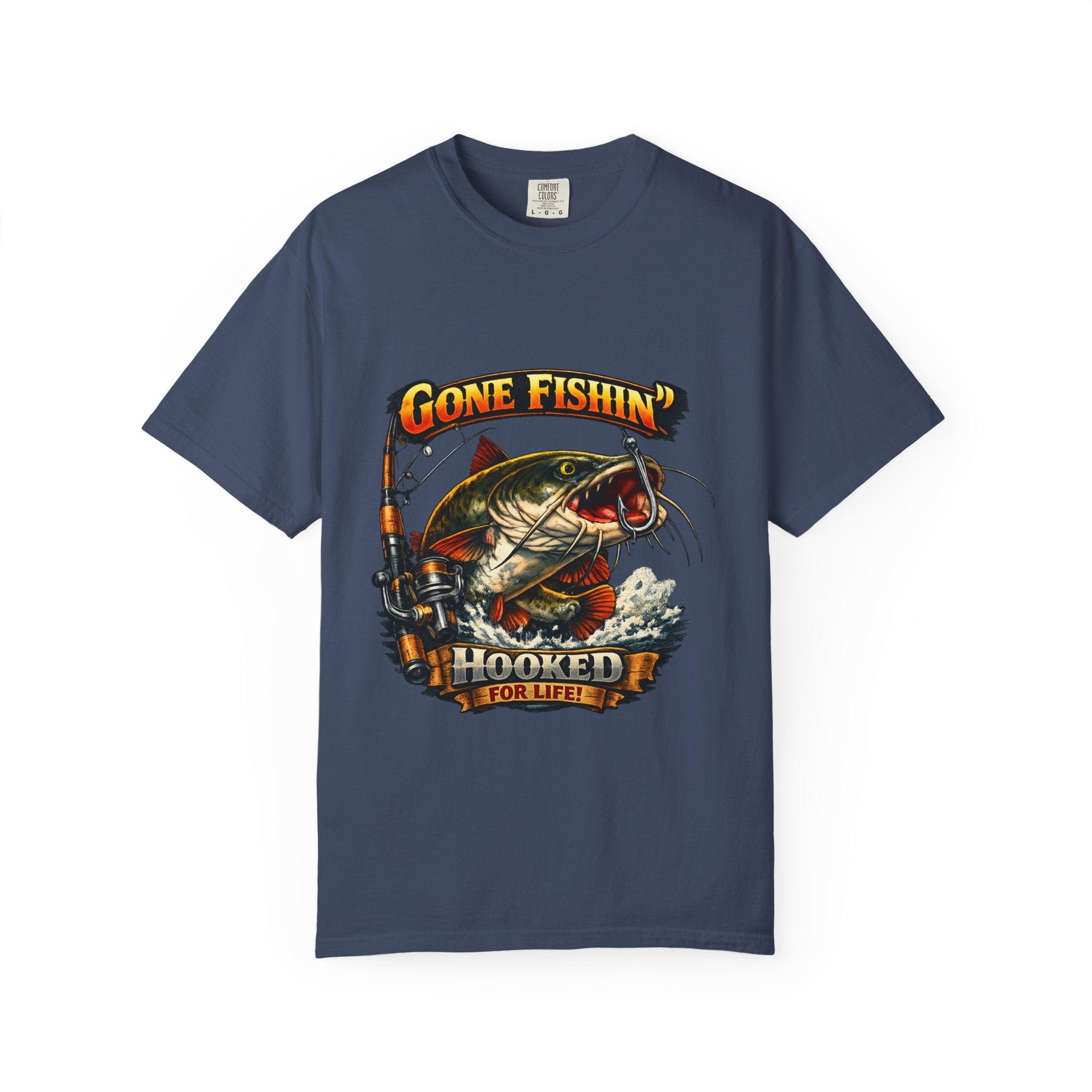 Gone Fishin' Bass Illustration T-Shirt | Hooked For Life Fishing Graphic