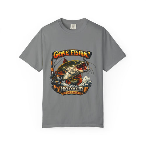 Gone Fishin' Bass Illustration T-Shirt | Hooked For Life Fishing Graphic