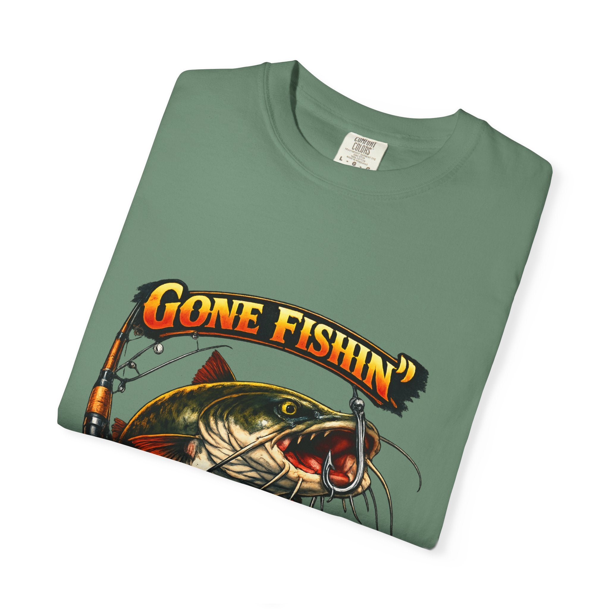 Gone Fishin' Bass Illustration T-Shirt | Hooked For Life Fishing Graphic