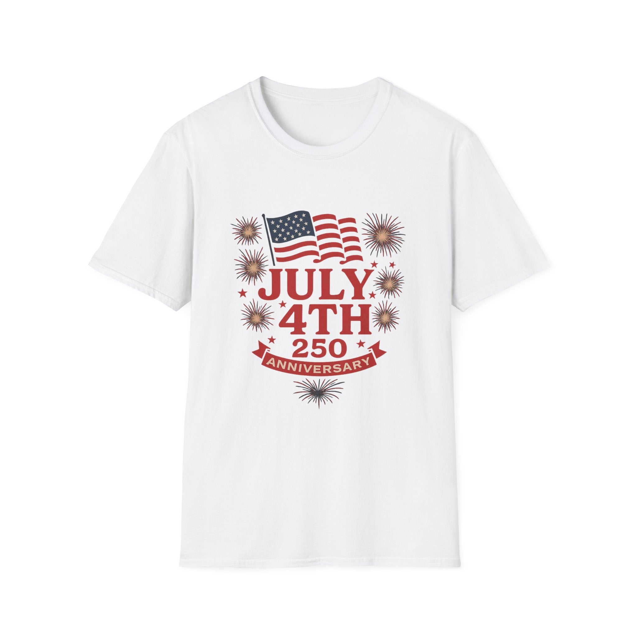 July 4th 250th Anniversary T-Shirt – Patriotic American Flag Fireworks Tee